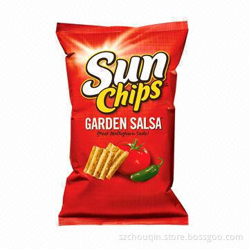 Potato chips packing bag, sealed by center back